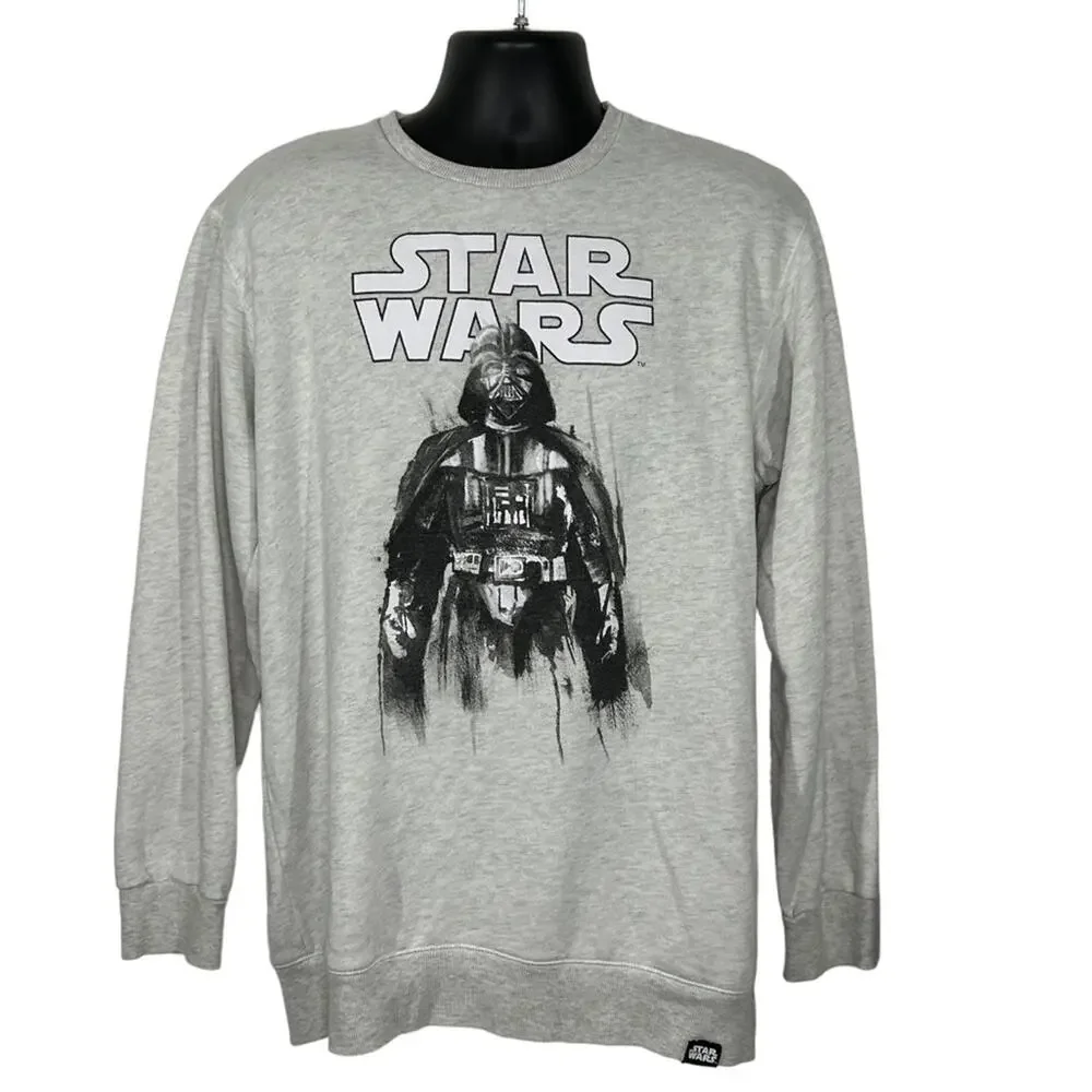 Pull&Bear Star Wars Graphic Sweatshirt XL Gray Oversized Crewneck Disney Logo